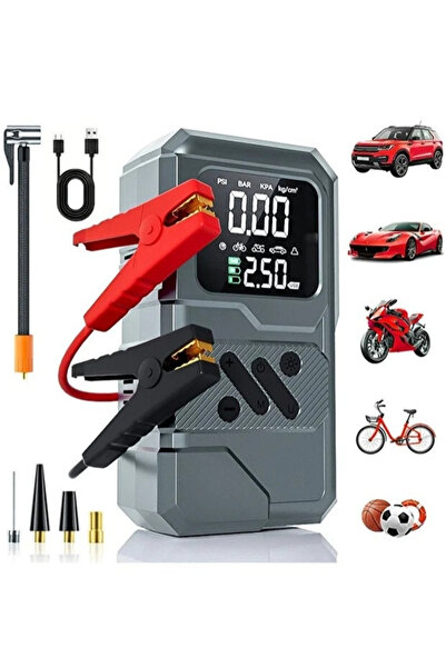 Autoline ST-9654 Taşınabilir Akü Takviye ve Hava Kompresörü Dijital Göstergel...