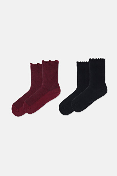 Dagi Дамски памучни чорапи с набори, двойна опаковка