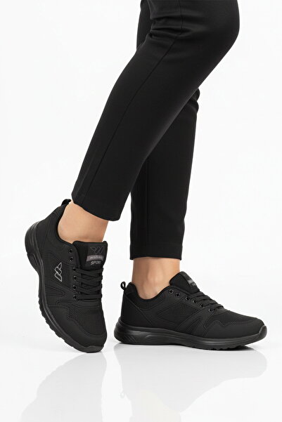 WALKWAY Черни мрежести леки спортни обувки с връзки, гъвкави, унисекс 020 G