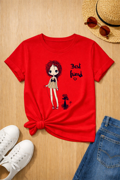 MYADA Best Friend Printed 100% Cotton Premium T-Shirt 27019