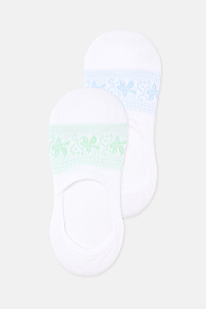 Dagi Дамски памучни балерински чорапи с флорални мотиви, двойна опаковка