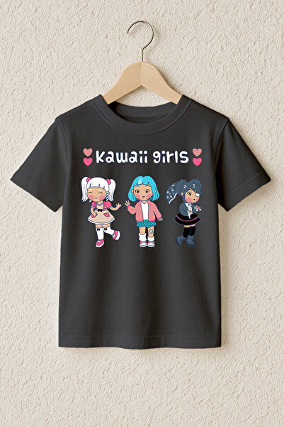 MYADA Tricou premium din bumbac 100% imprimat cu Kawaii Girls 23520