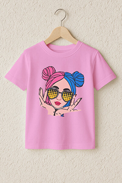 MYADA Πολύχρωμο πλεκτό μπλουζάκι για κορίτσια με στάμπα, 100% βαμβάκι, υψηλής...