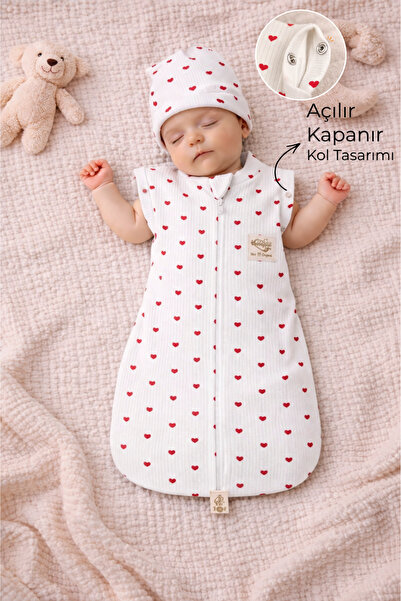 Tomuycuk 100% Cotton Heart Patterned Baby Sleeping Bag 0-6 Months with Zipper...