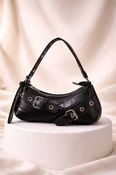 Miernebag Geantă de umăr Cleo, model Baguette, cu curea și detaliu cu ochiuri...