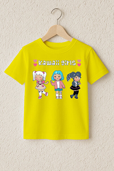 MYADA Tricou premium din bumbac 100% imprimat cu Kawaii Girls 23520