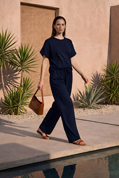 YAKAMEL Women's Short-Sleeved High-Waisted Oversized Spanish Flare-Leg Lace-U...