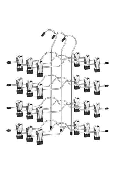 OEM Set of 3 trouser hangers, capacity 4 pairs per hanger, 32cm, silver