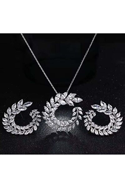 OEM Earrings and necklace set with zirconia pendant CMA128