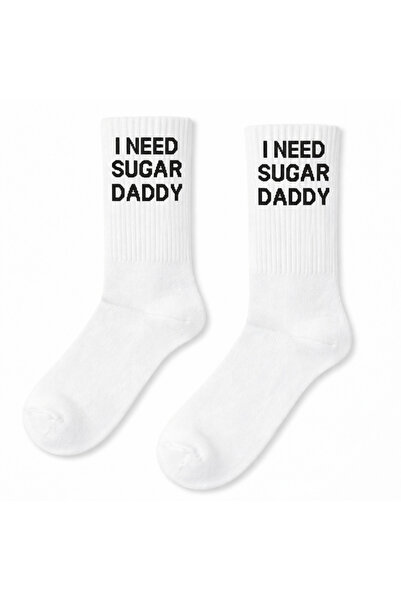 CARNAVAL SOCKS I Need Sugar Daddy Written on Them White Tennis Socks