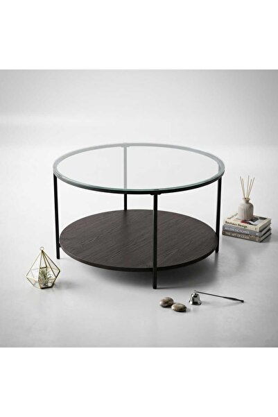 Arnohome Double-Layered Round Coffee Table Combining a Transparent Top with a...
