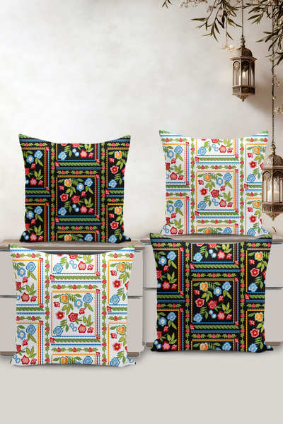 Filamente Σετ 4 καλύμματα μαξιλαριών διπλής όψης με ψηφιακή εκτύπωση, με σχέδ...