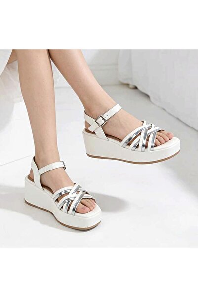 Tmall Γυναικεία σανδάλια, δερματίνη, πλατφόρμα, SA105, λευκό