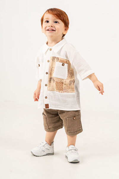 JNF kids Baby Boy Summer Muslin Shirt and Shorts 2-Piece Set