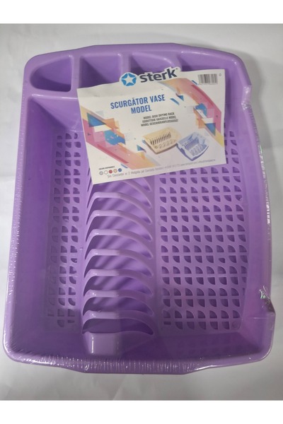 sterk Plastic dish drainer / cutlery with tray, Purple 42x37x7cm