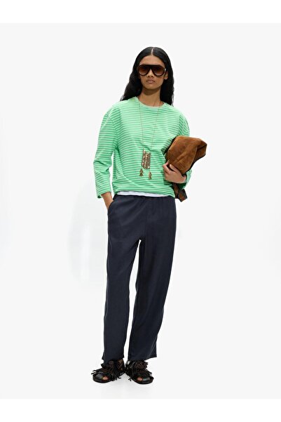 PARFOIS Kadın %100 Liyosel Cepli Elastik Bel Pantolon