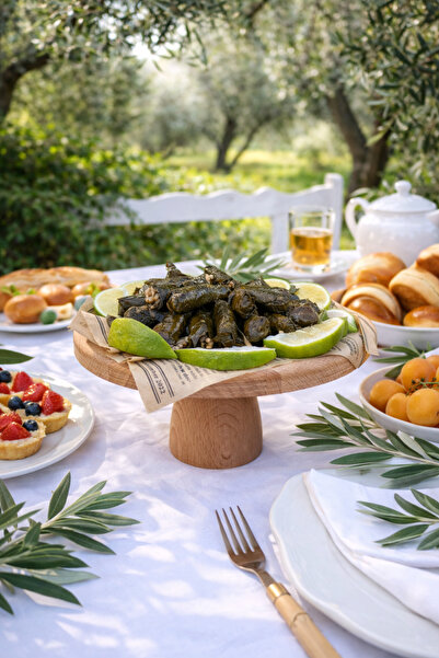 justwood Beech Wood Lucca 25 cm Round Presentation Stand with Legs |   Pasta,...