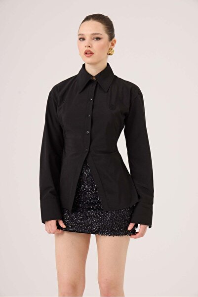 HOLLY LOLLY Waist-Fitted Fit Cut Paula Shirt Black
