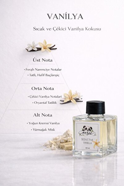 Rosie Seductive Vanilla 100 ml Çubuklu Oda Kokusu – Baştan Çıkarıcı Vanilya Kokusu
