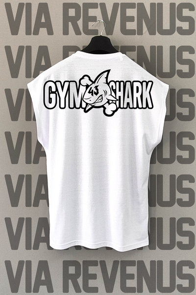 Vordevia Shark 43 Back Printed Zero Sleeve Crew Neck Sports Tshirt
