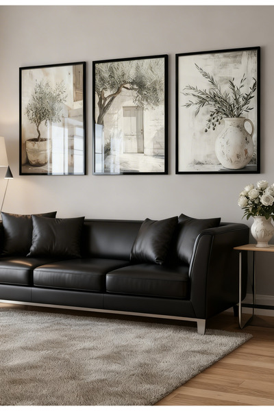 bestablo 3 Parçalı Ahşap Tablo Seti –Doğa ve Zeytin Ağacı Temalı Dekoratif Du...