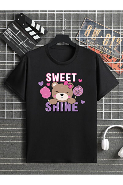 STİL-X تي شيرت للأطفال مطبوع عليه Sweet Shine مصنوع من القطن بنسبة 100% برقبة...