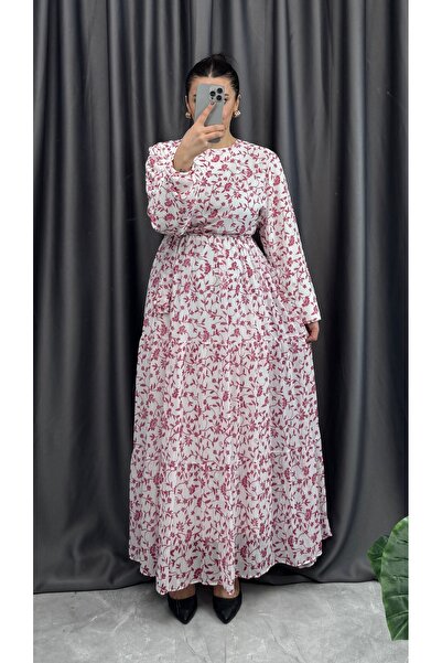 NİSUM MODA Chiffon Patterned Dress