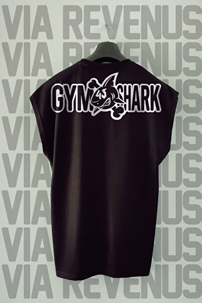 Vordevia Shark 43 Back Printed Zero Sleeve Crew Neck Sports Tshirt