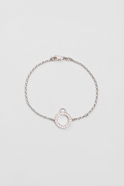 So CHIC... Minimal Halka 18 Ayar Beyaz Altın Kaplama 19 Cm Gümüş Bileklik
