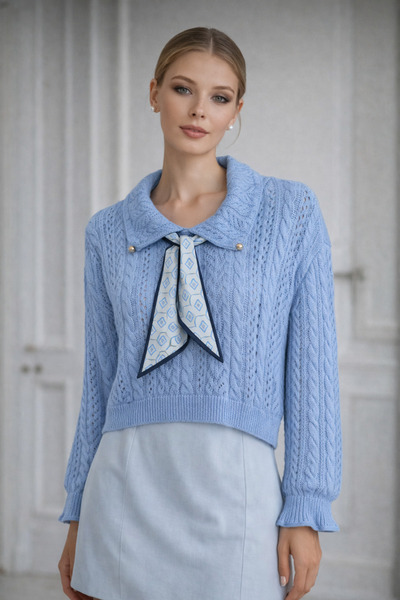 Noa&Noa Πλεκτή Μπλούζα με Λεπτομέρεια Φουλάρι