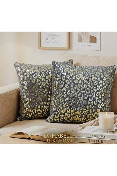 DECORA CASA HOME COLLECTİON Βελούδινο μοτίβο λεοπάρ με λάμψη, σετ 2 καλύμματα...