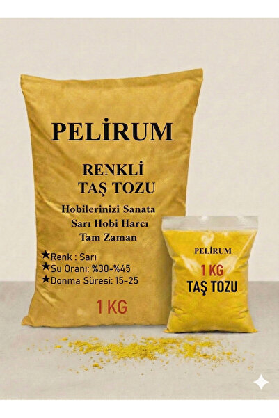 Pelirum Renkli Taş Tozu 1 KG - Sarı Hobi Harcı - Beton Obje Yapımı İçin Yükse...