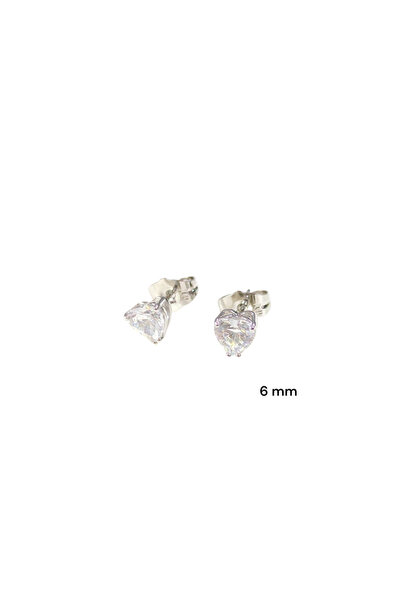 Güler Yüzlü Silver Xuping 6 mm Heart Solitaire Stud Earrings - White