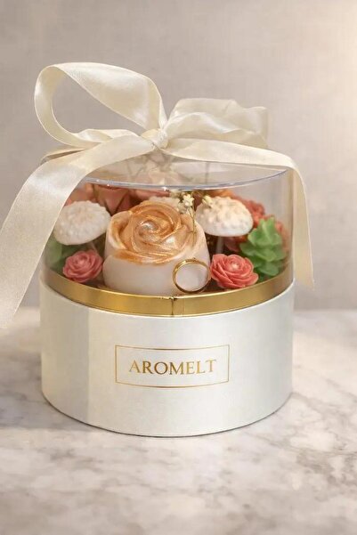 Aromelt El Yapımı Hediye Seti – %100 Doğal Soya Mum Çiçek Sepeti