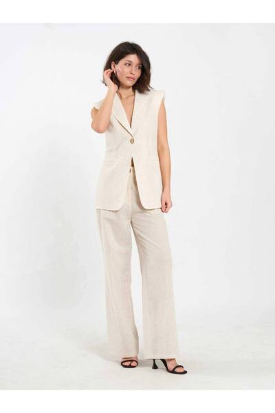 Miss Beyoğlu Γυναικείο διπλό γιλέκο Lefon με διπλό στήθος και επένδυση στο λα...