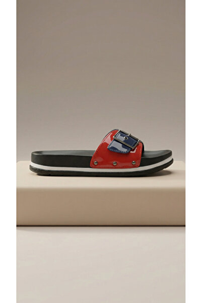 Shoebuo شبشب نسائي بمشبك، مصنوع من الجلد اللامع، نعل مريح، للاستخدام الصيفي ف...