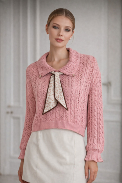 Noa&Noa Πλεκτή Μπλούζα με Λεπτομέρεια Φουλάρι