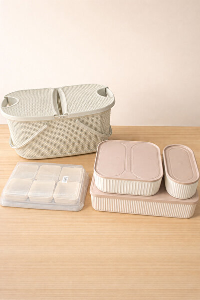 İ&A HOME Çok Amaçlı Piknik Sepeti & Saklama Kabı Seti – Kapaklı Kahvaltılık O...