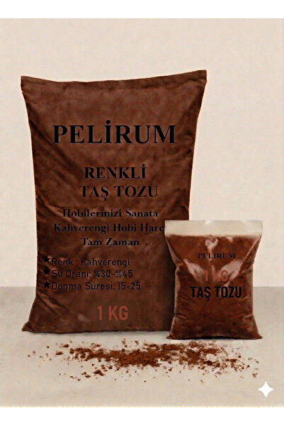 Pelirum Renkli Taş Tozu 1 KG - Kahve Hobi Harcı - Beton Obje Yapımı İçin Yüks...