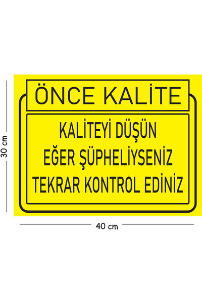 Mayeka Metal Think Quality if in Doubt Check Again 30X40 cm A3 Warning Work S...