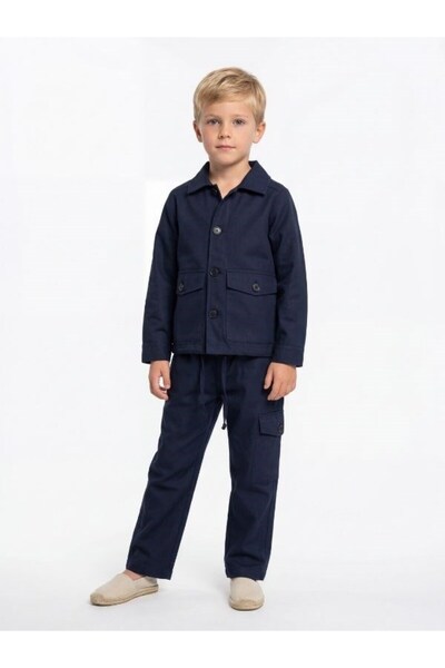 Zekids Boy's Stylish Jacket with Linen Fabric and Pocket Detail