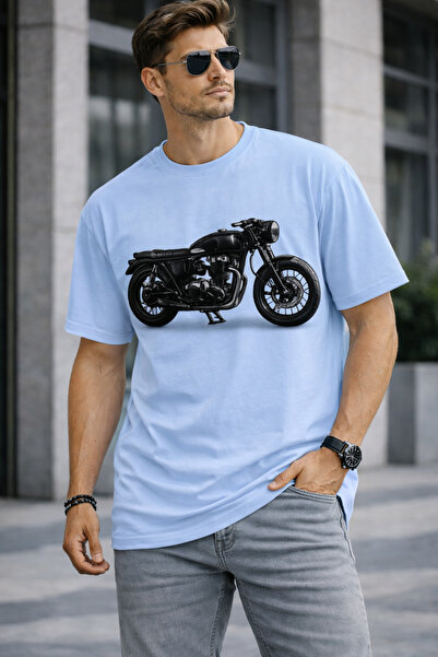 VODEXA Men's Oversize T-Shirt Black Motor Printed 100% Cotton T-Shirt Comfort...