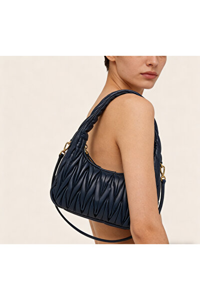 mm Dark blue quilted underarm pocket, handbag, evening bag