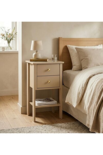 MANDOSİ Çift Çekmeceli Komodin Kumtaşı