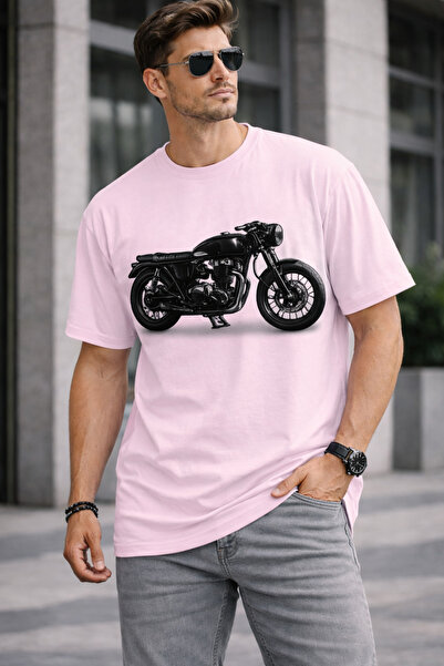 VODEXA Men's Oversize T-Shirt Black Motor Printed 100% Cotton T-Shirt Comfort...
