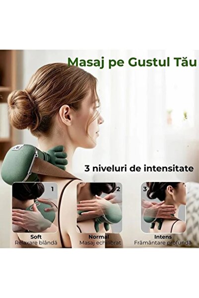 OEM Aparat Masaj Cervical Multifunctional, 4D, 3 Intensitati, 2 Trepte Caldura 40/45°C, Wireless