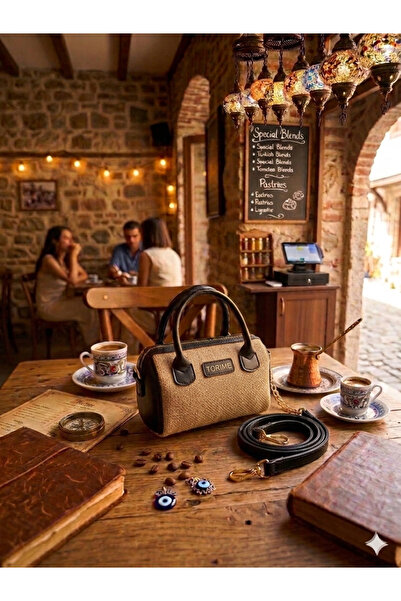 torime Straw-Textured Single-Compartment Faux Leather Embellished Women's Han...