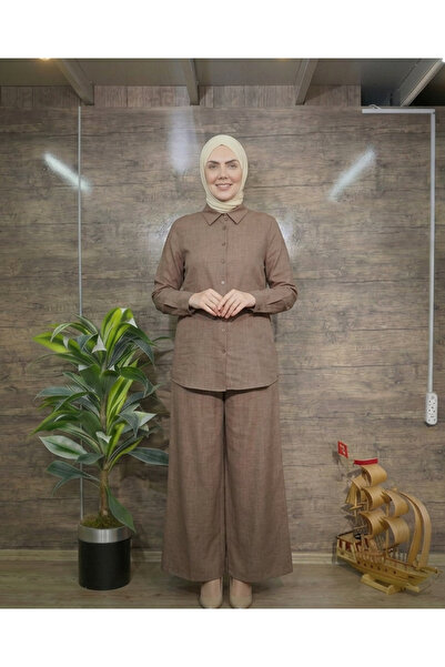ALFU Moda Kadın Düğmeli Tunik ve Pantolon İkili Takım