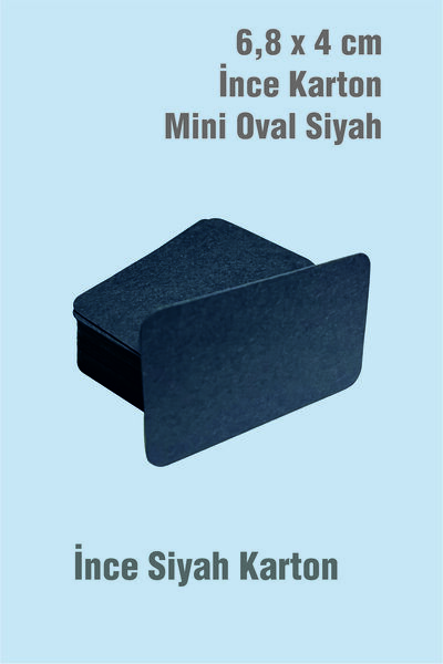Örün Matbaa Siyah Mini Oval 6,8 x 4cm Ebat 100 Adet Oval Baskısız Boş Kartviz...