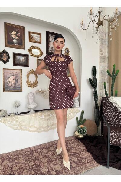 MBK Fashion Μίνι φόρεμα με πουά και λεπτομέρεια φιόγκου